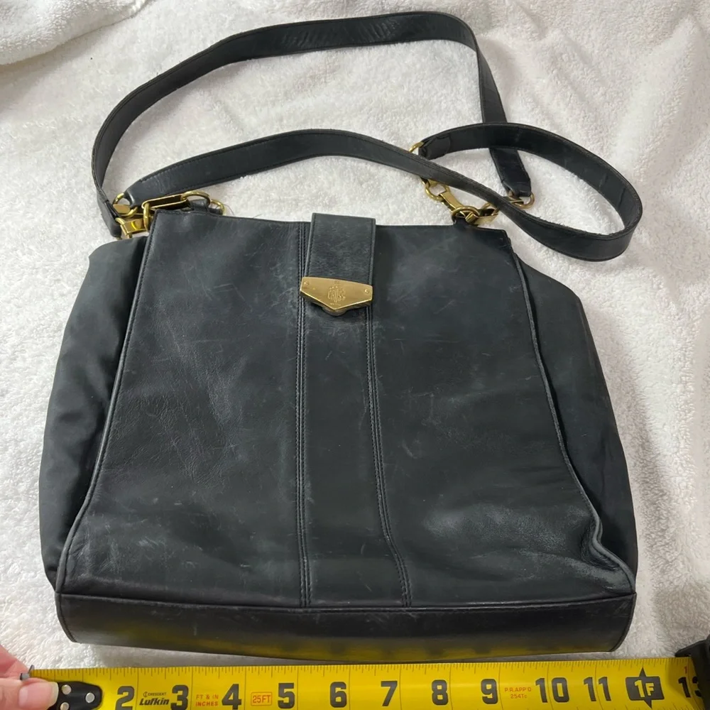 Mark Cross Vintage New York Black Leather Tote /Shoulder Bag